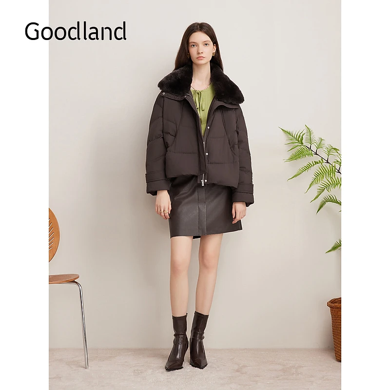 Goodland美地獭兔毛领冬季新款羽绒服LC34508180