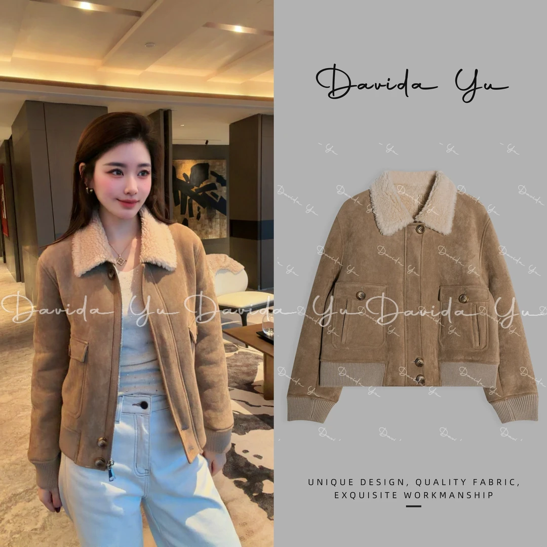 Davida Yu【豆浆】翻领大牌全羊毛LP加厚保暖长袖显瘦气质外套 6890