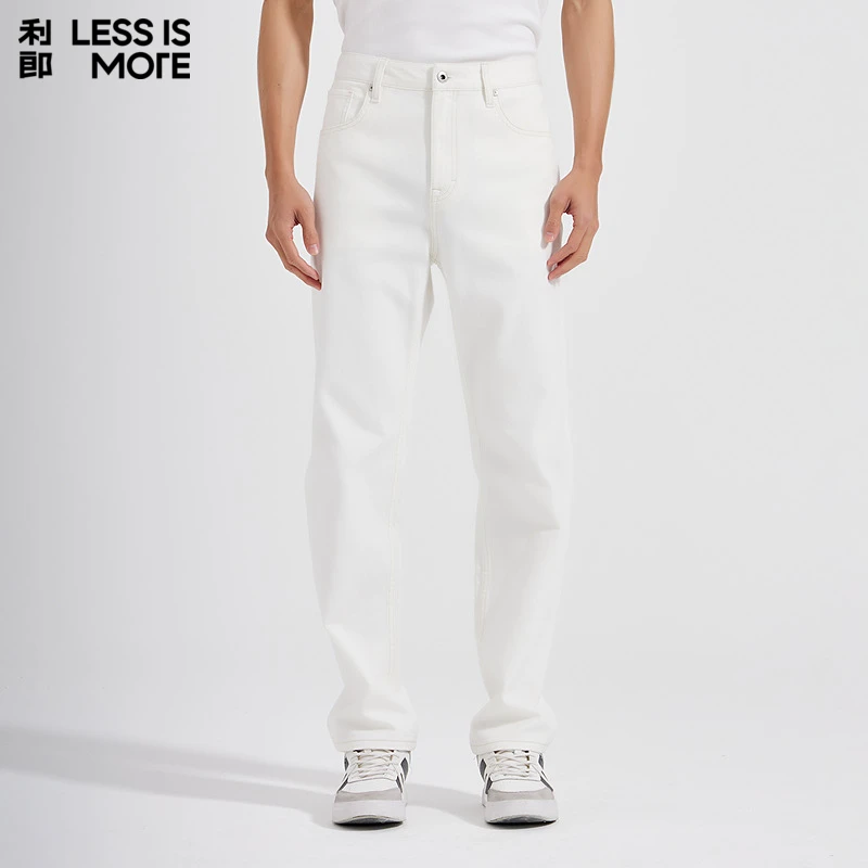 利郎[通勤时尚]25秋季白色牛仔裤时尚简约简约百搭猫须牛仔蓝男士