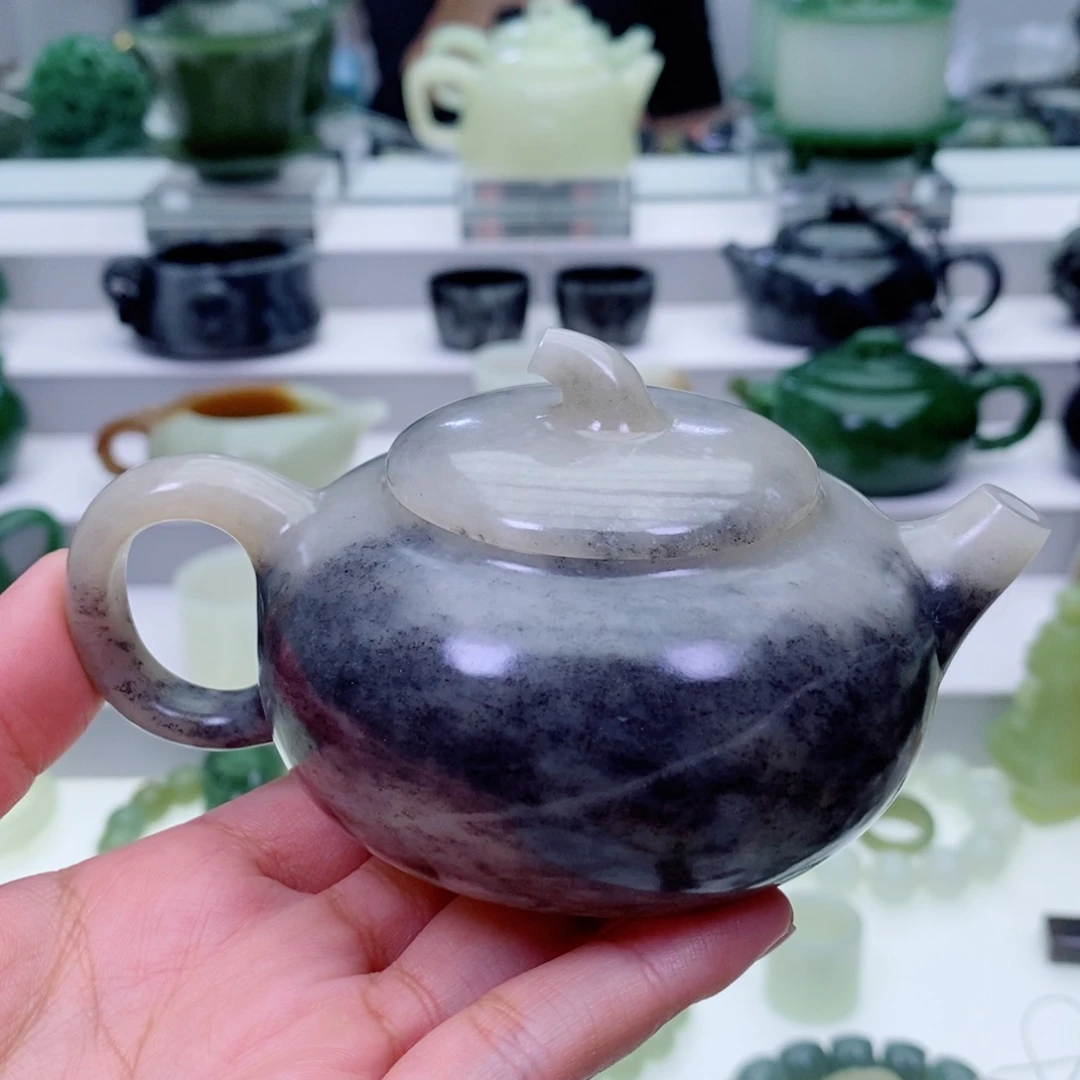 顺***为和田玉未镶嵌摆件茶壶