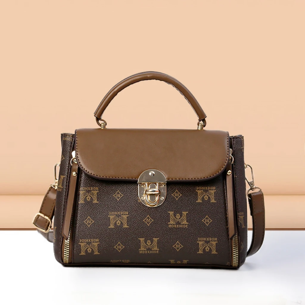 正 6601 棕色 手提包【长22高18厚11cm】