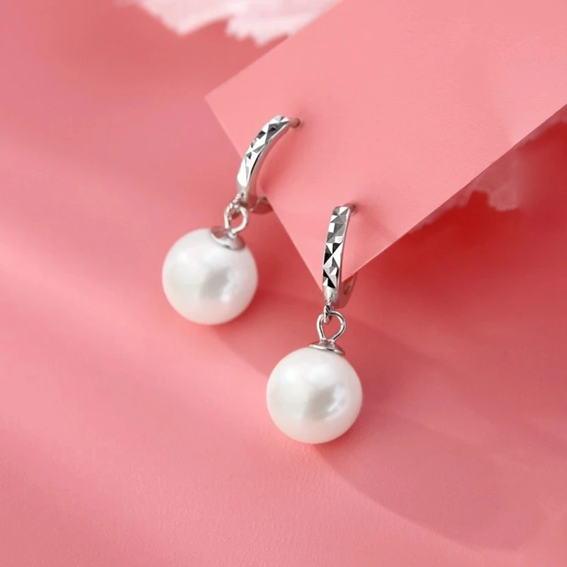 足银耳饰 999纯银针耳环珍珠耳扣女轻奢气质经典耳坠养耳洞百搭