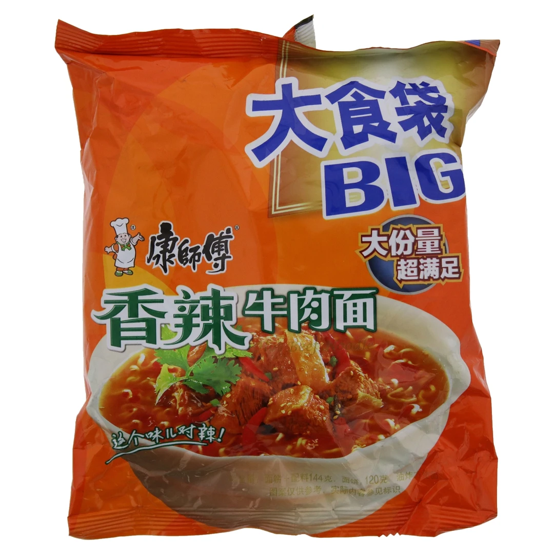 康师傅大食袋BIG香辣牛肉面香辣牛肉味 144g
