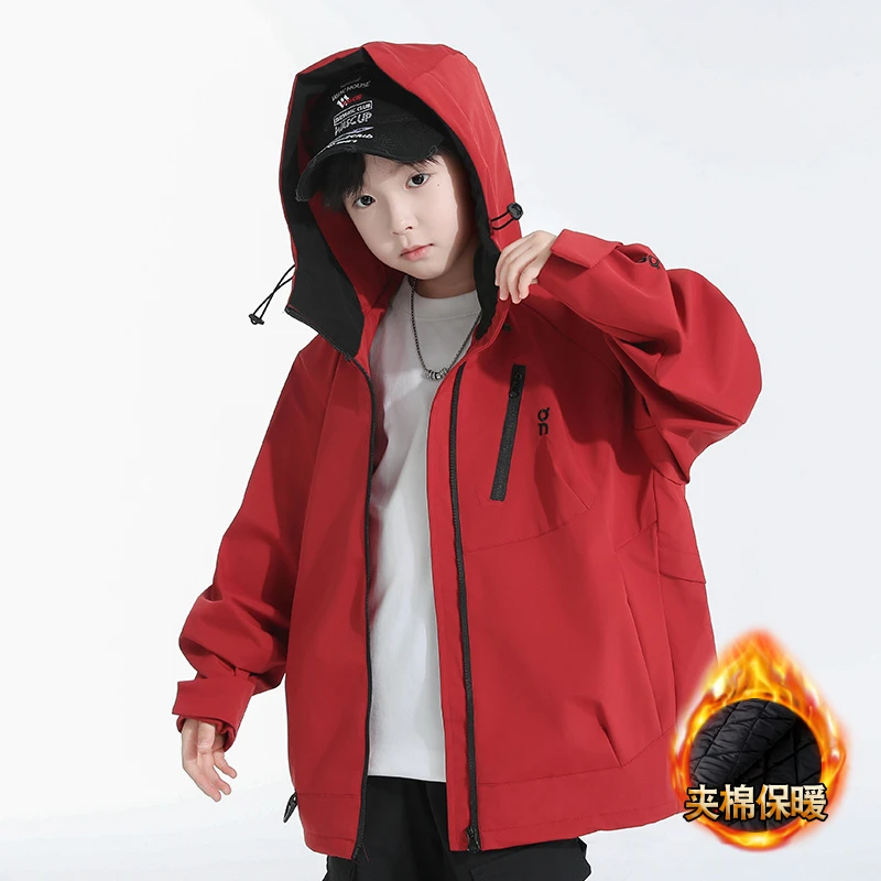 男童冲锋衣外套秋冬款二棉加厚保暖2025中大童儿童加棉洋气潮童装