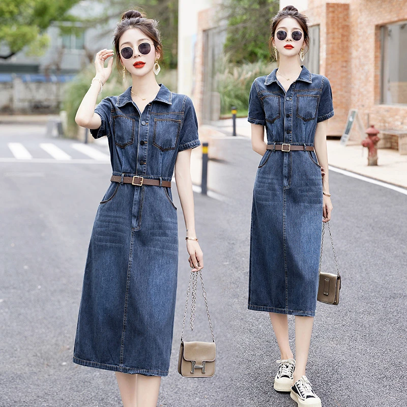 夏季薄款牛仔连衣裙高端女装2025新款时尚洋气流行中长款轻奢裙子