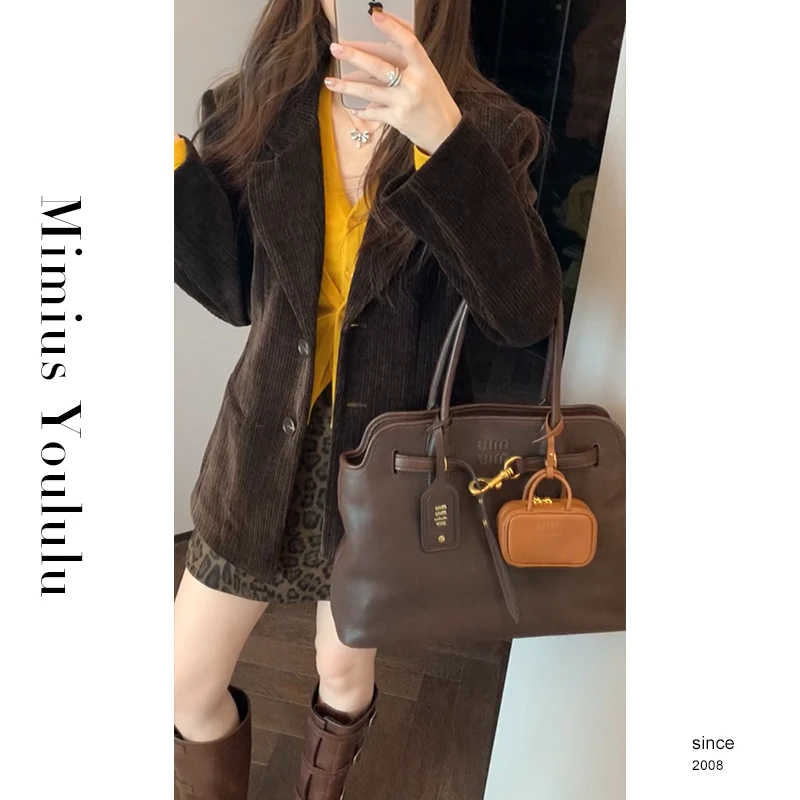 【mimius】喵喵 复古设计感雪尼尔西装外套（含胸针） F09027