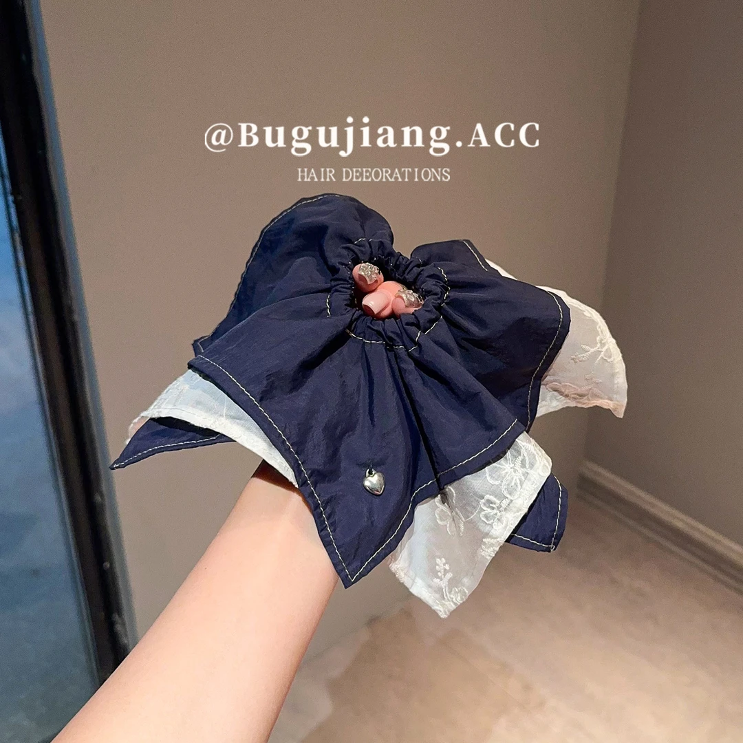 韩系重工三层方巾大肠发圈女气质方形扎头发低马尾发绳头绳发饰品