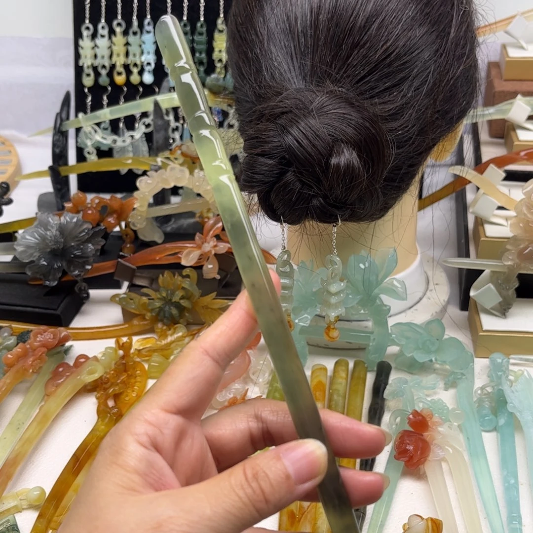 未镶嵌蛇纹石玉发簪