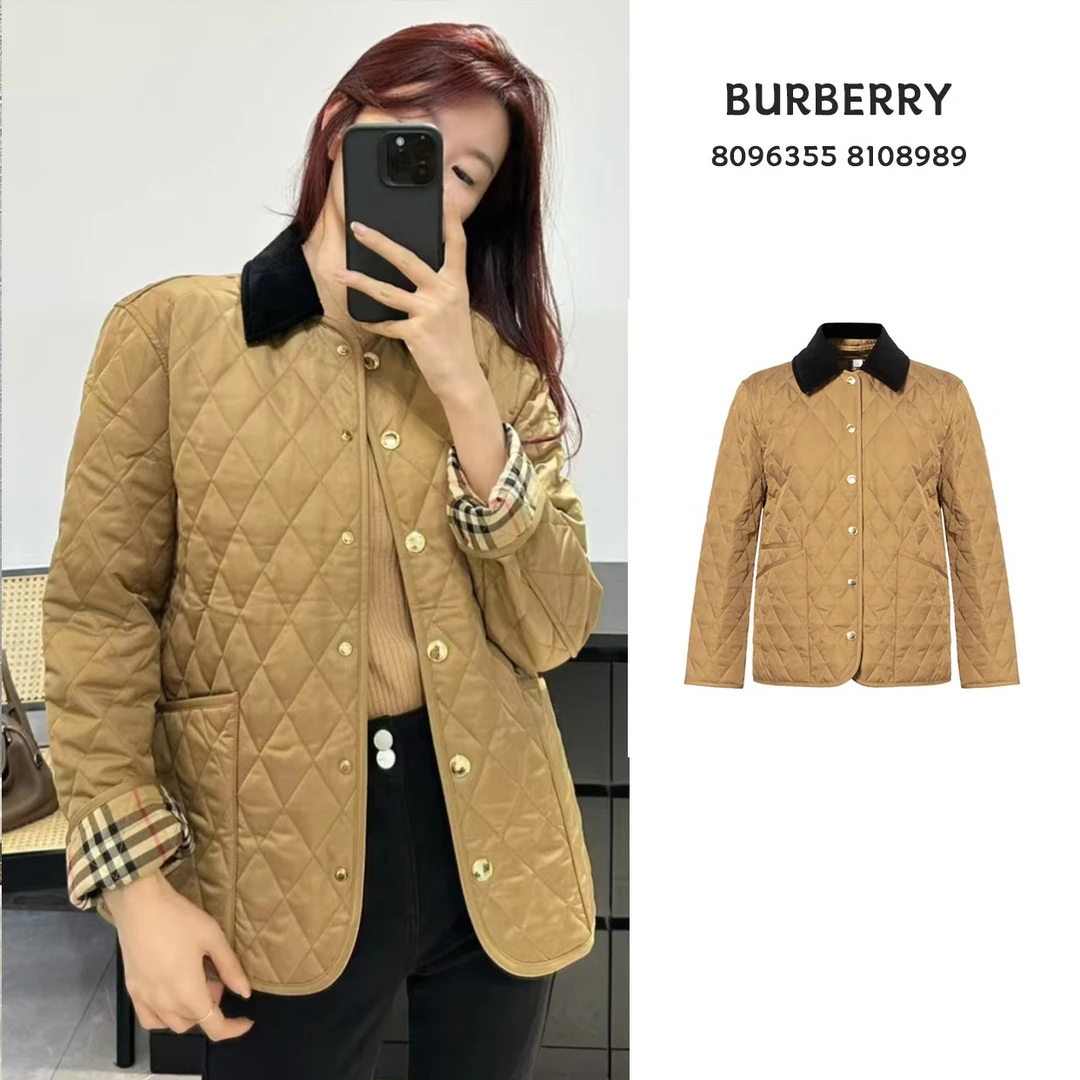 未使用 BURBERRY/博柏利 25年灯芯绒衣领绗缝棉服外套8108989