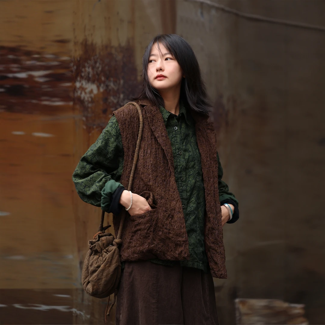 衣路走来原创设计秋季羊毛尼龙棉双面马甲38970