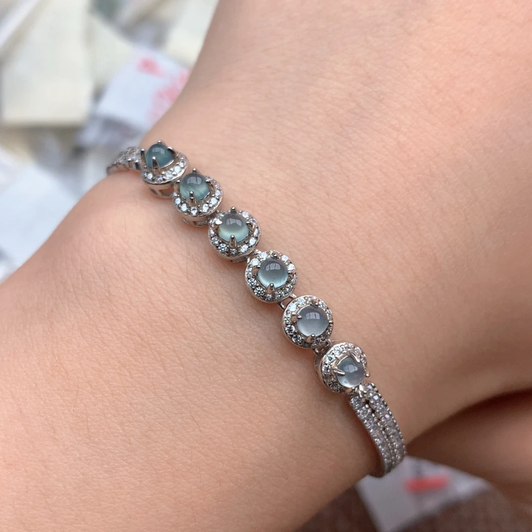 翡翠银S925镶嵌挂件