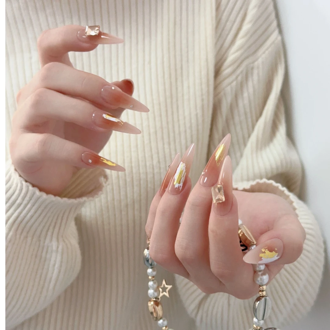 【富家油画千金】长水滴穿戴甲新年腮红油画少女显手细高级感美甲贴