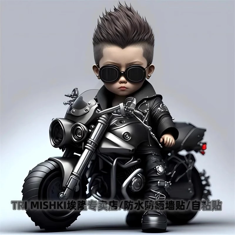 超酷机车帅小孩车贴个性创意贴纸汽车摩托车划痕贴纸厨房冰箱防水