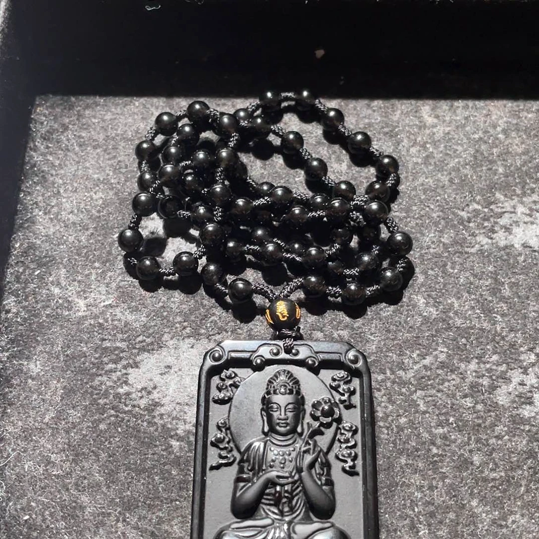 黑曜岩吊坠(赠链)未镶嵌读****人