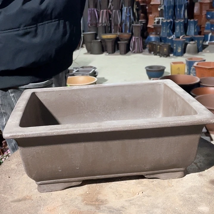 紫砂32素面马槽花盆