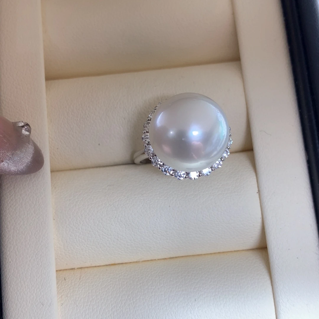 海水珍珠戒指银S925镶嵌