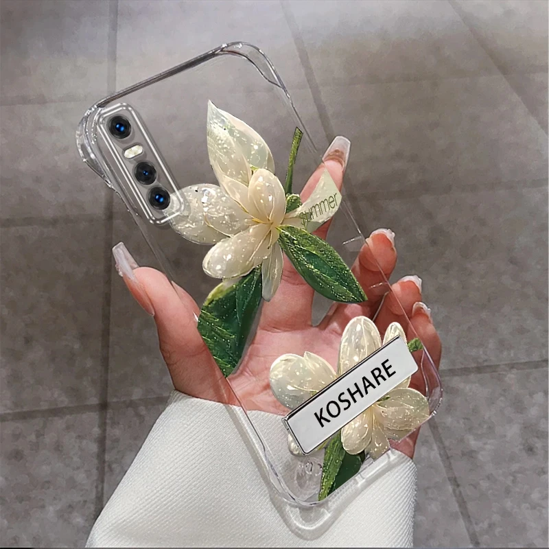 适用于vivoY73s水晶花无边框支架手机壳