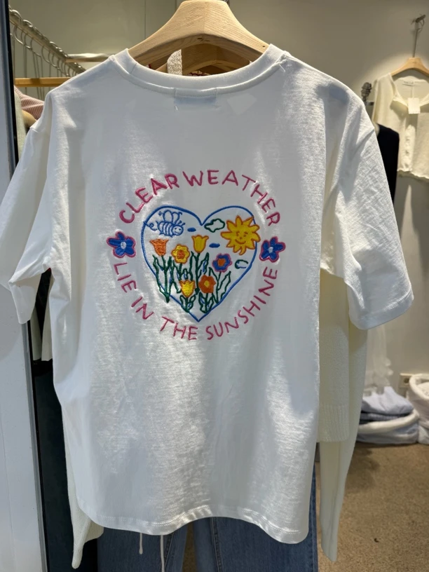 【no退no换】超好看刺绣花花短袖T恤衣长63胸围100