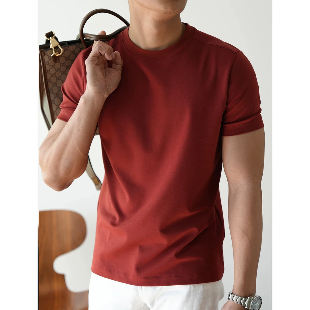 冰丝【5A液氨棉】短袖T恤男2025凉感抑菌圆领半袖薄款男士