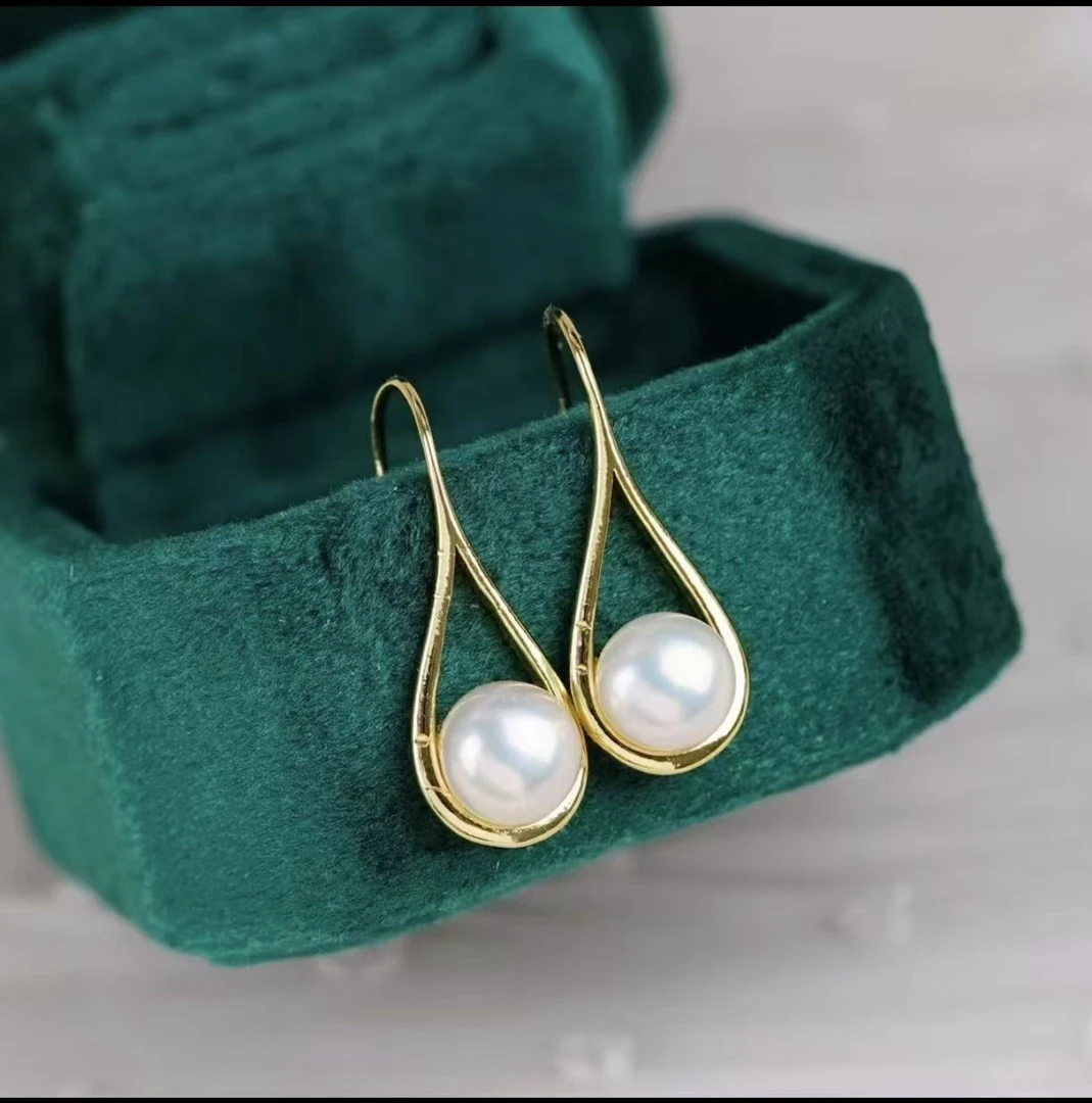 7-8mm天然珍珠耳环铜注金时尚铜注金强保色电镀防过敏百搭款