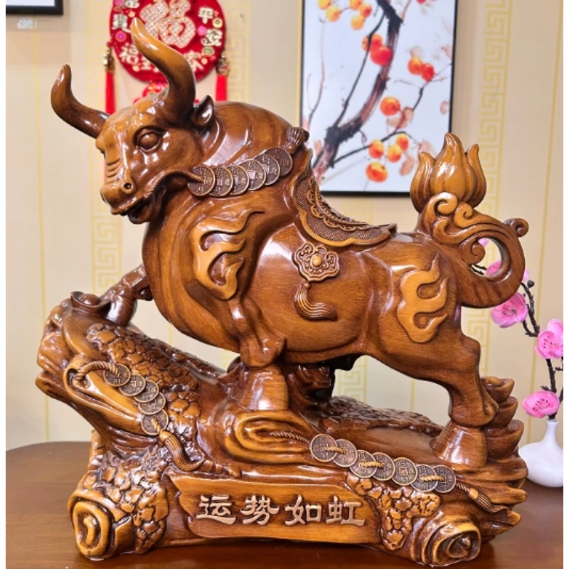 （运势如虹）牛摆件家居客厅玄关办公室装饰摆件（长30*高28cm）XDH