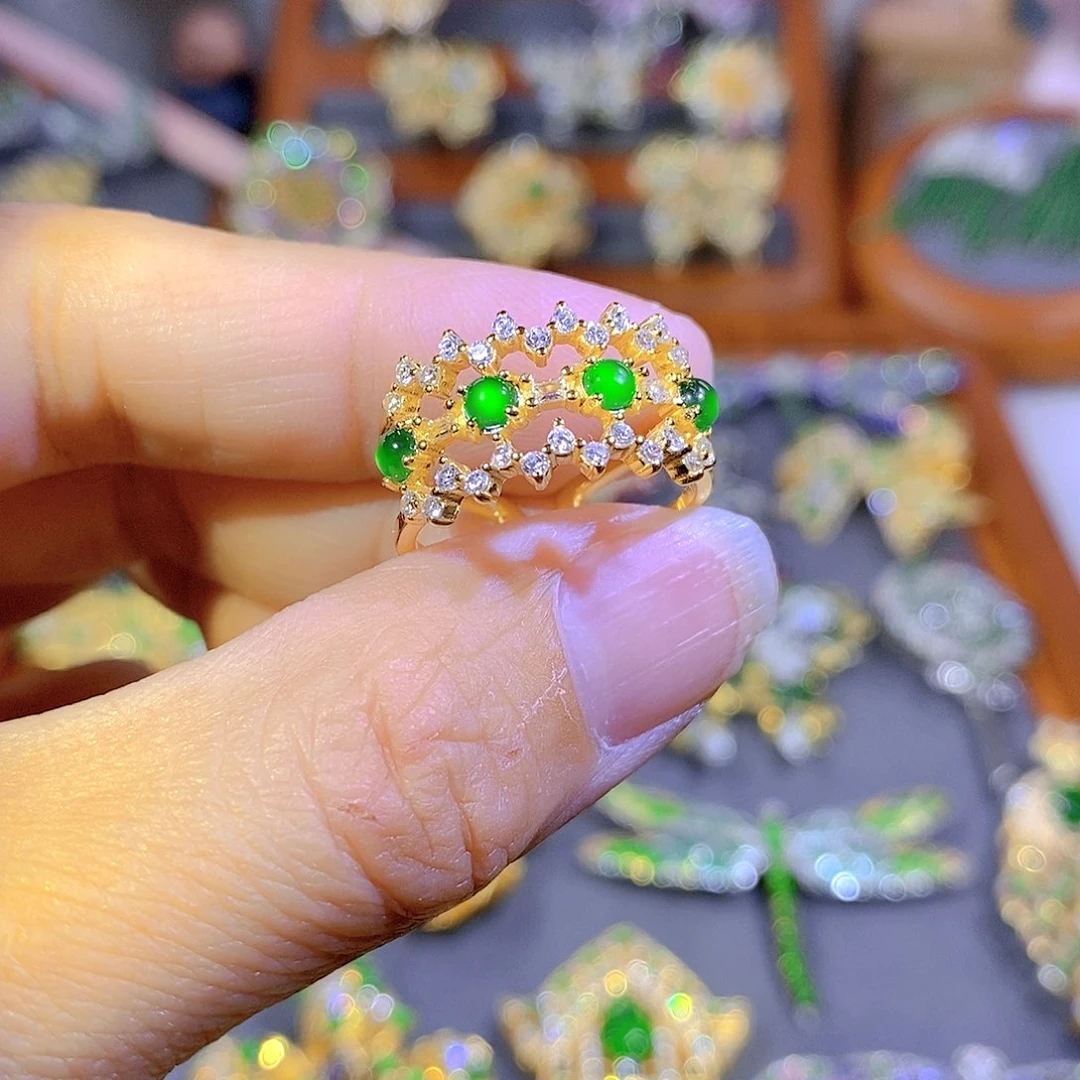 颈饰银S925镶嵌翡翠