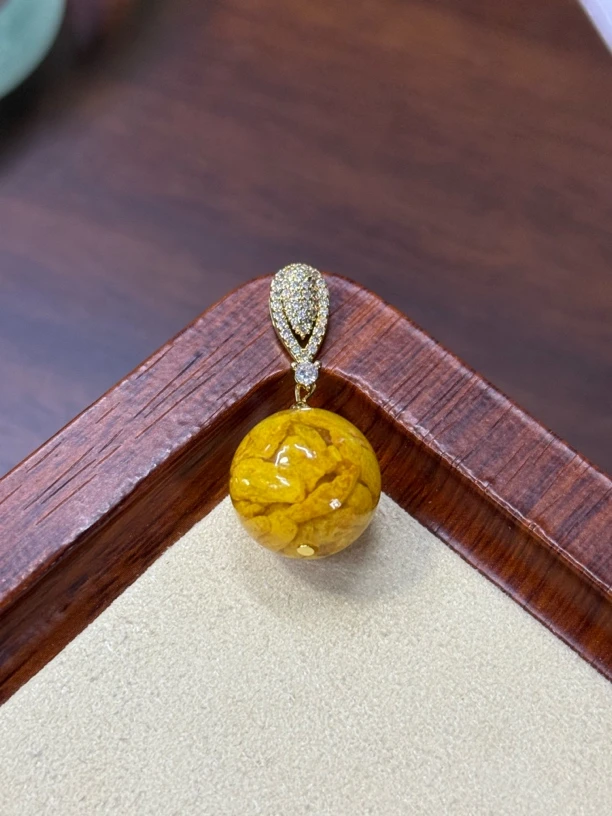 【艺品堂】16mm 黄纱吊坠 圆珠吊坠项链 多样性发一