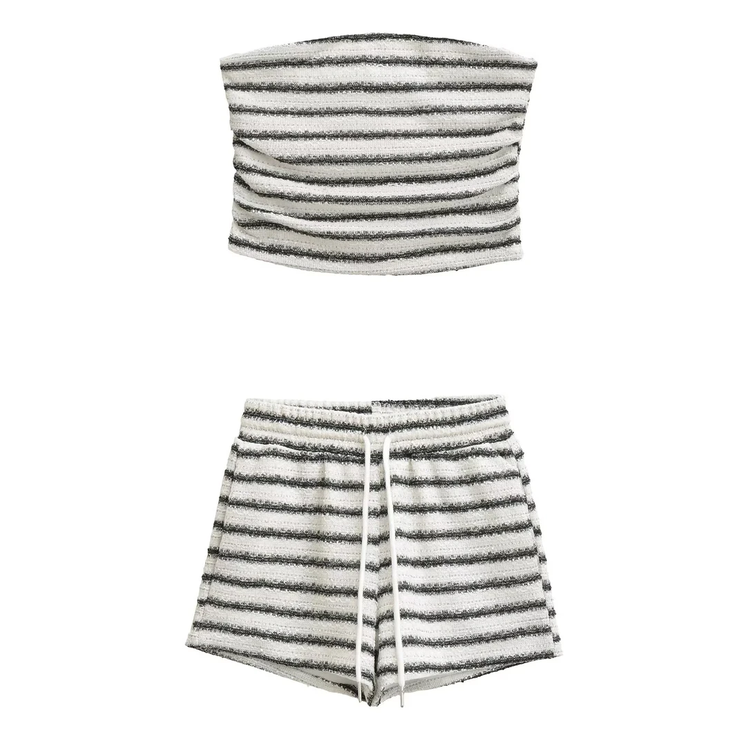 6104 辣妹小香风抹胸+短裤