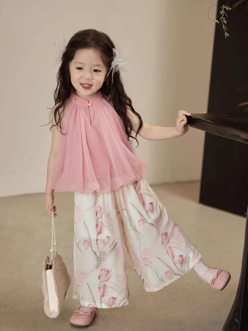 【139】-女童学院风套装夏季2025新款儿童服装卡通两件套348