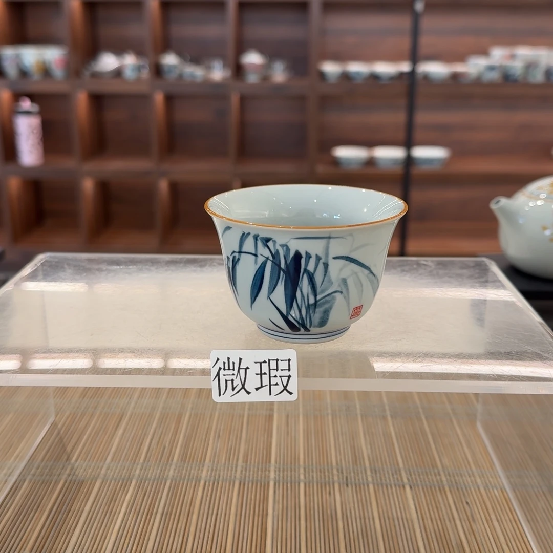釉下手绘茶具微瑕
