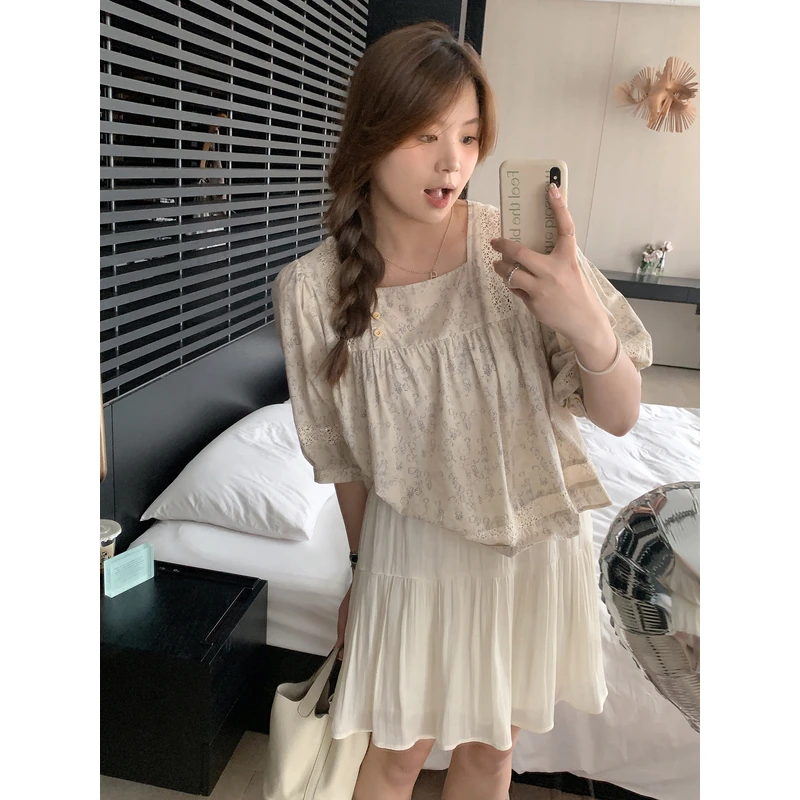 ALINDM【森系公主】大码微胖mm小众法式甜美宽松衬衫 AS24825