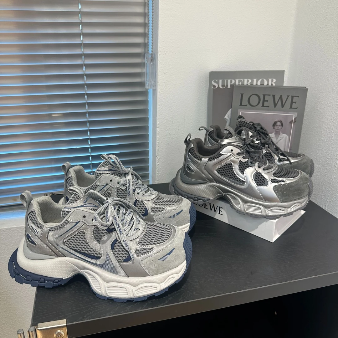 真皮厚底小怪兽老爹鞋女2025秋季新款时尚百搭轻便休闲运动跑步鞋