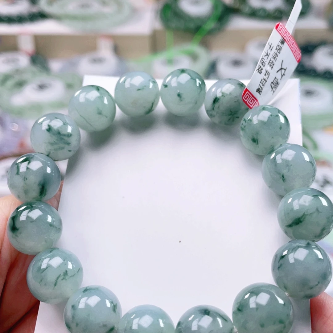 翡翠未镶嵌颈饰天然翡翠手串12.9mm左右