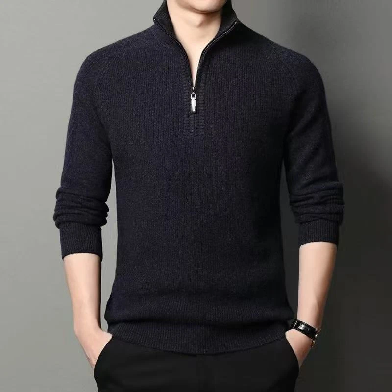 【清货福利】纯羊毛100%毛衣男秋冬新款半高领拉链男士羊毛衫8810