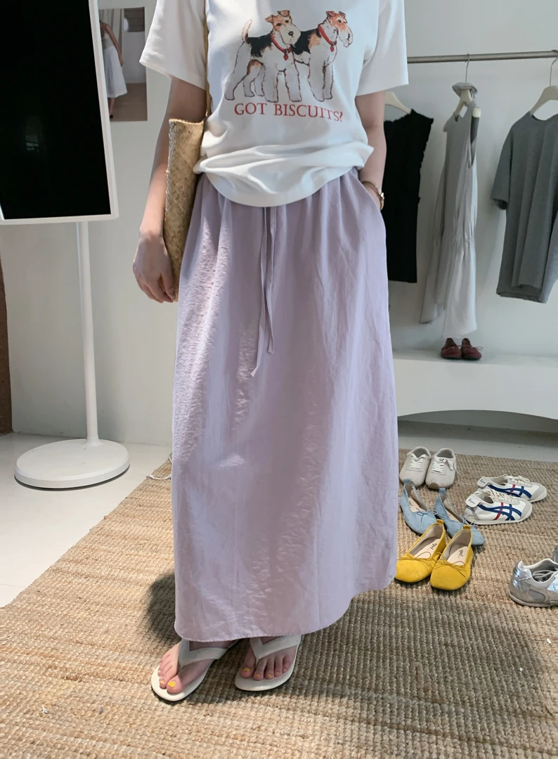 漫姐的店现货【欧若紫】夏季温柔紫高腰松紧腰半身裙长裙直筒裙子