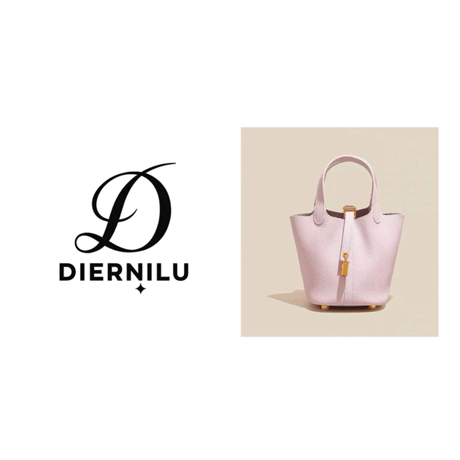 【晚晚真皮高定】手提荔枝纹真皮单肩包纯色菜篮子G055粉