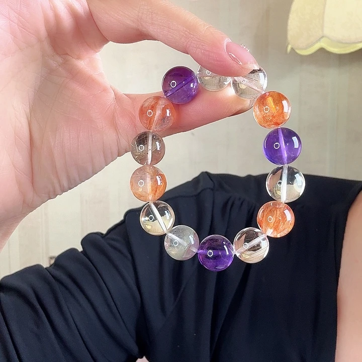 未镶嵌水晶手链天然多宝水晶手串13-14mm