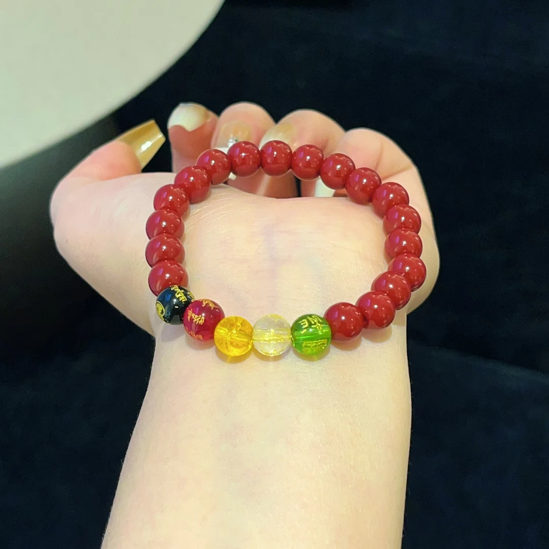 非金属树脂手链 树脂 945 时尚红色彩珠手链