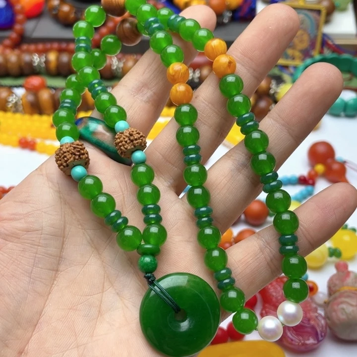 树脂制品九*儿35号绿色项链