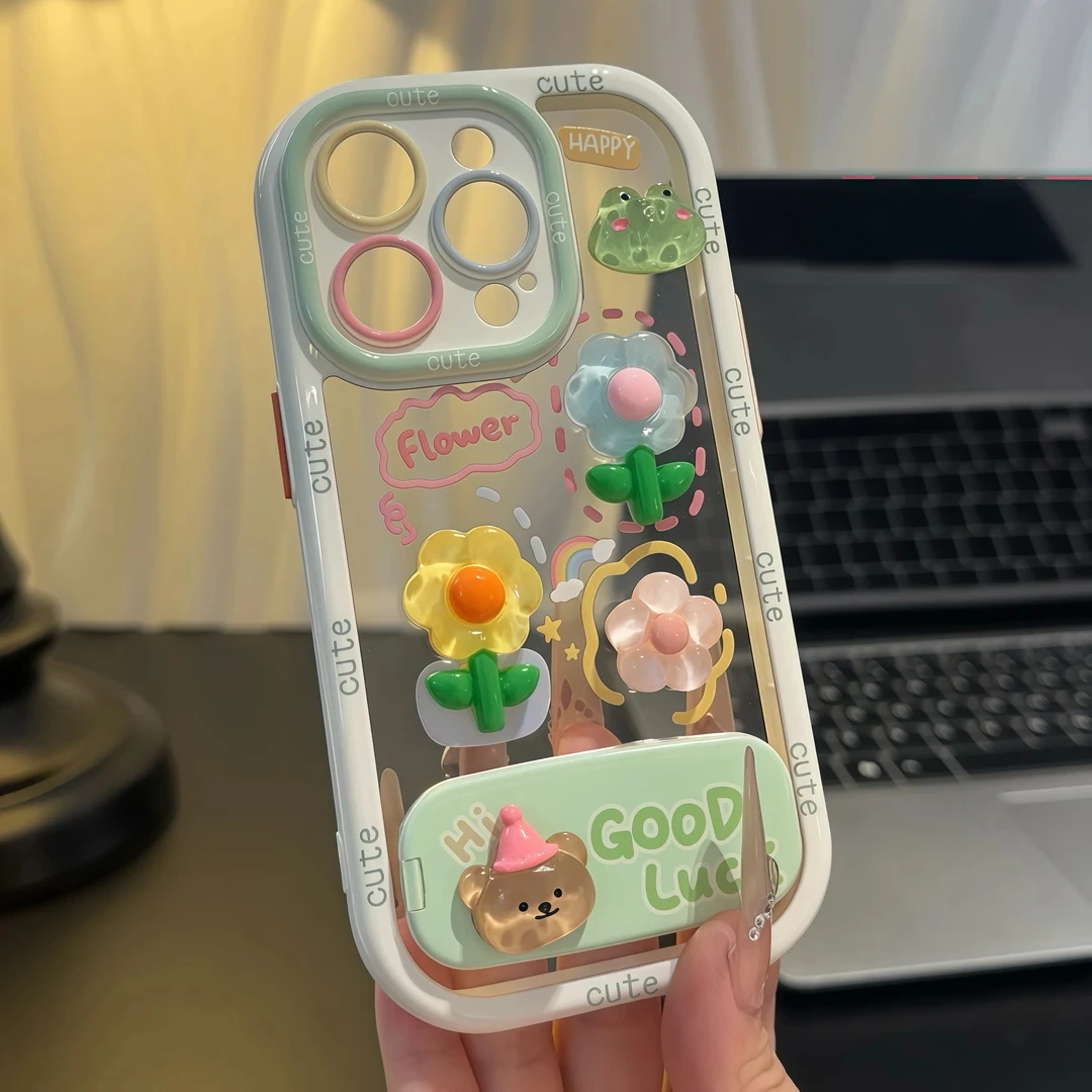 Lucky青蛙花公仔支架适用苹果16手机壳iPhone15小米vivo华为oppo