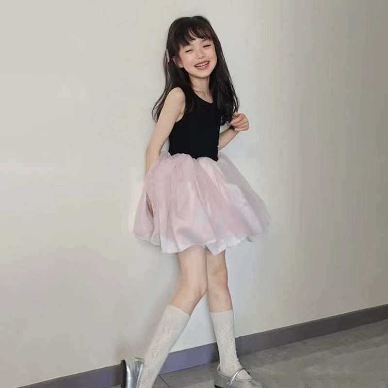 女童裙子公主款2025新款女宝夏季洋气背心连衣裙小女孩夏装蓬蓬裙