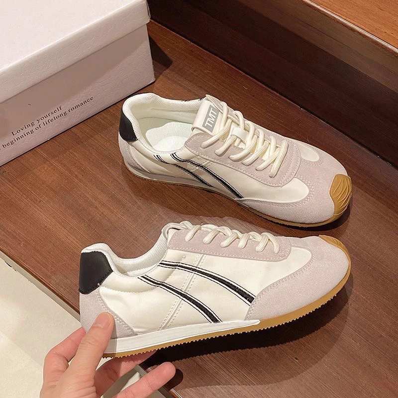 A88复古系带休闲德训鞋女春季新款百搭轻便阿甘鞋舒适软底运动鞋