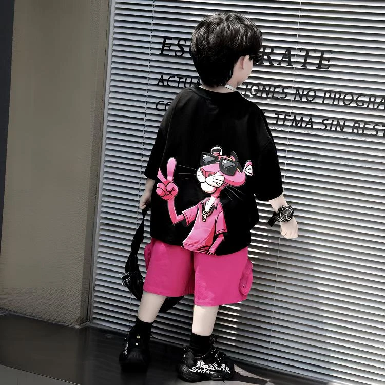 2025新款男童夏装套装韩版痞帅宝宝短袖儿童夏季洋气男孩潮衣酷服