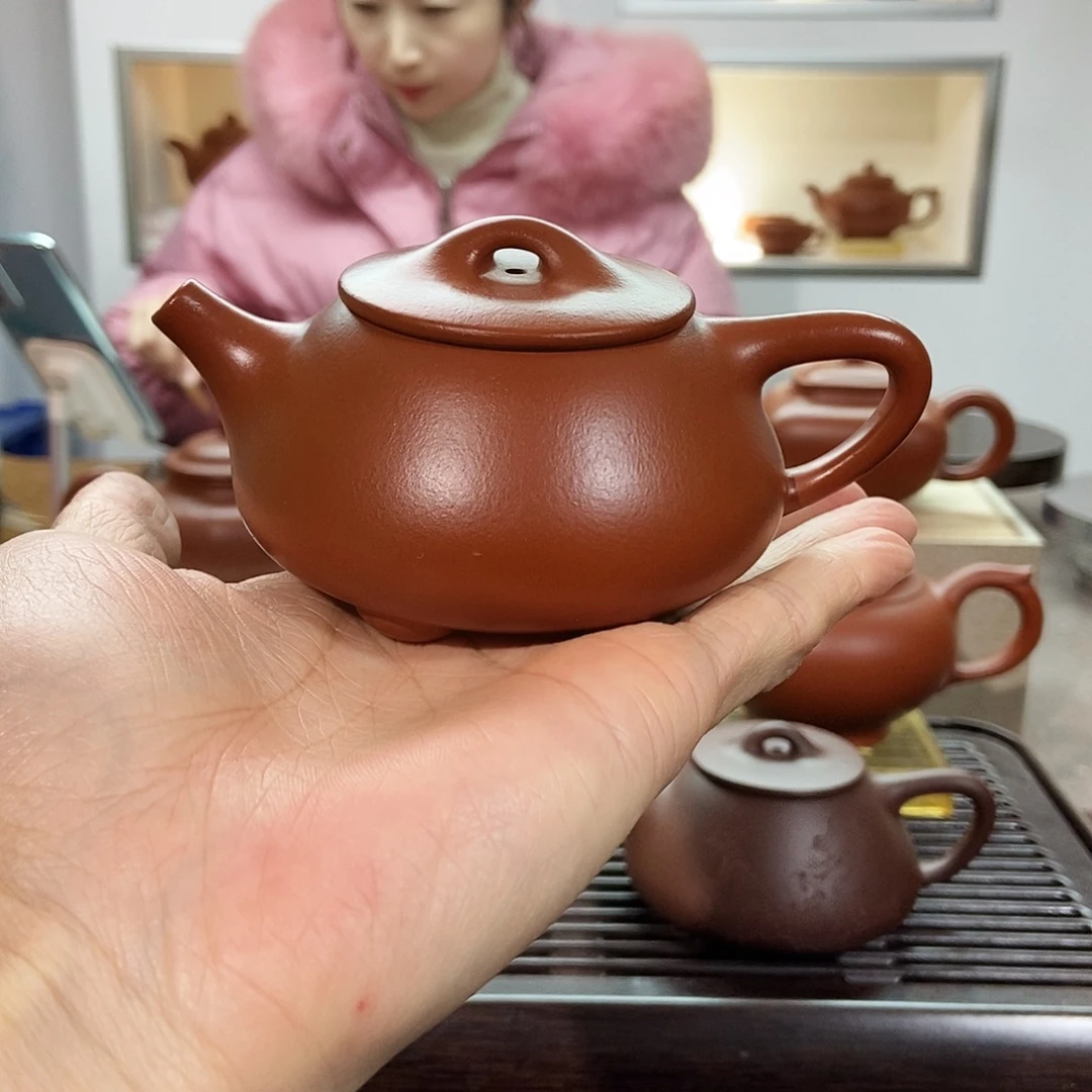 茶壶紫砂微瑕朱泥小石瓢150cc