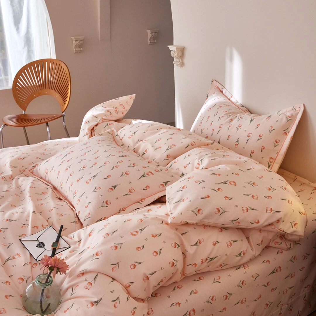 MJN专卖店同款 活性全棉磨毛印花大号床单 D-008 花香美梦-桔