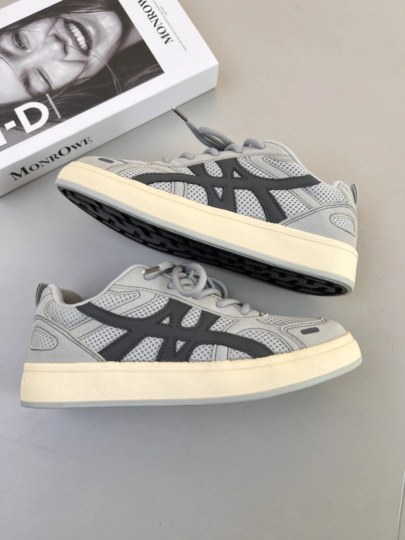 新款男鞋夏季拼色镂空青年透气低跟网面鞋ins复古潮流机能风潮鞋