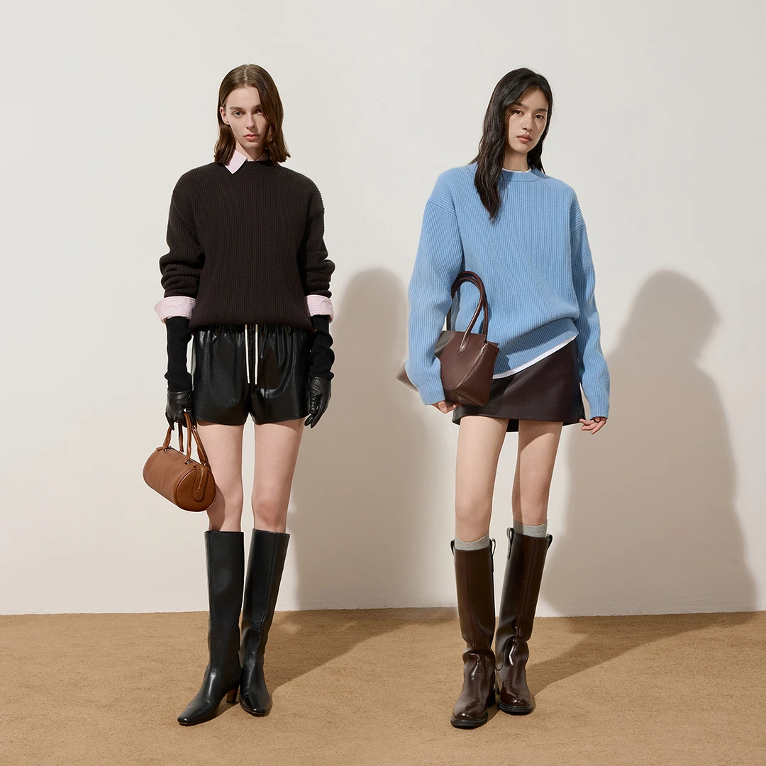 【季末折扣】欧时力 100%绵羊毛套头毛衣宽松休闲松弛感秋冬新品