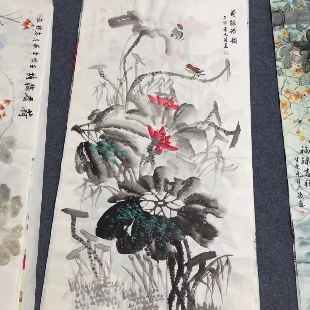 国画四尺荷花一幅