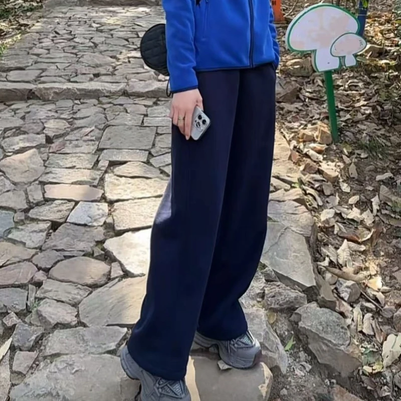 撞色两穿百搭运动卫裤女韩版加绒宽松休闲直筒裤（可束脚）#10253