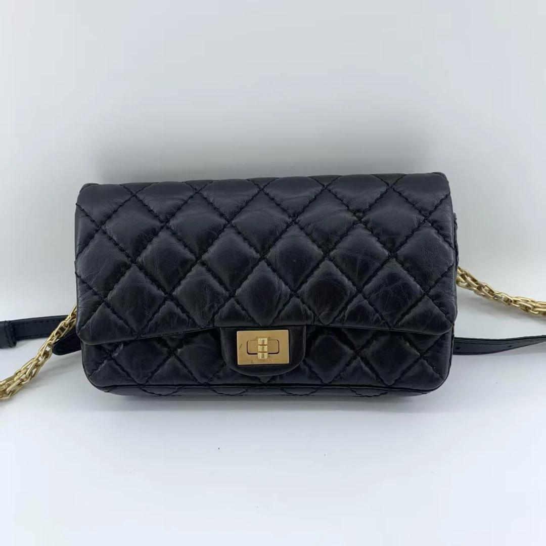 95新 Chanel/香奈儿 Chanel/香奈儿 黑金2.55腰包bwz12242